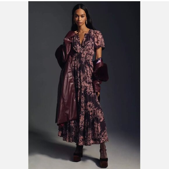 Anthropologie The SOMERSET Dress Small Tiered Whimsical Fairy Boho Maxi Holiday - Picture 10 of 13